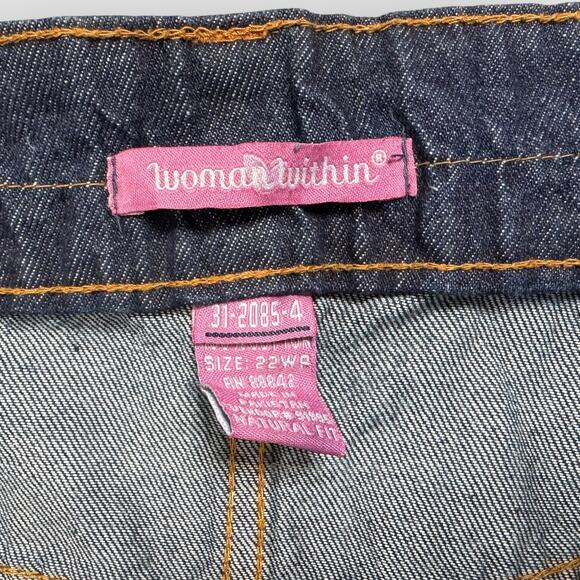 Woman Within 22W Petite Straight Leg Jeans Dark Wash Denim Plus Comfort Everyday - Picture 3 of 6